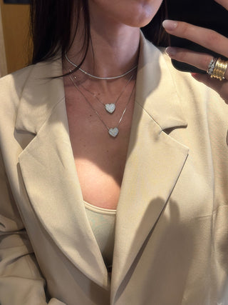 Collana cuore pavè maxi