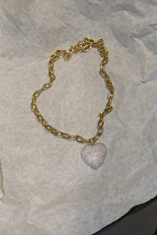 Collana chunky cuore full pavè