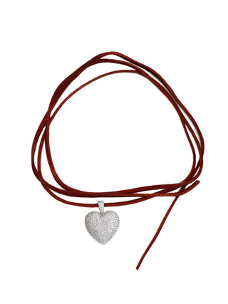 Choker bordeaux cuore full pavè